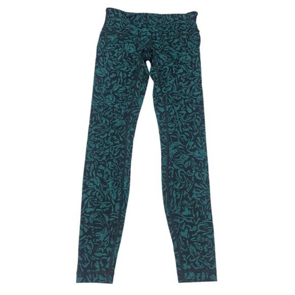 LULULEMON Wunder Under Low-Rise Tight Sz 4 Thrive Viridian Green Black - Picture 5 of 10